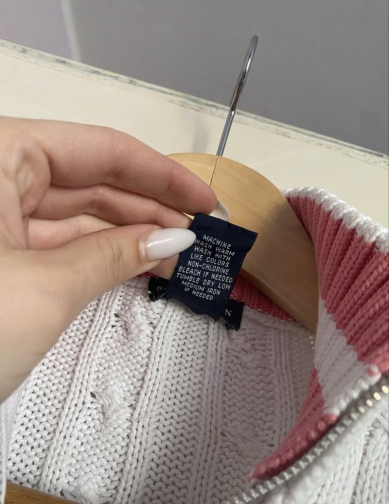 Biały sweter Ralph Lauren zapinany kardigan 100% bawełna