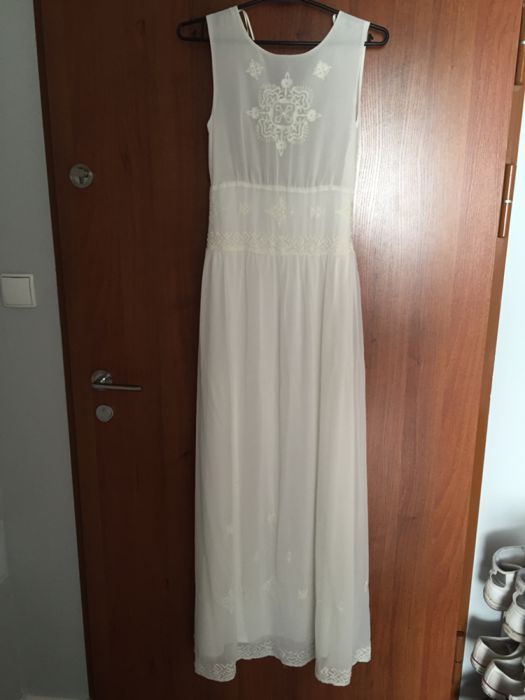 sukienka zara biała śmietankowa ivory boho,ślub,poprawiny przebranie S