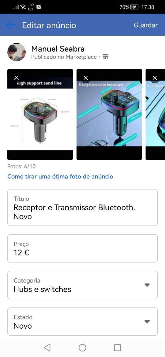 Receptor transmissor bluetooth Novo