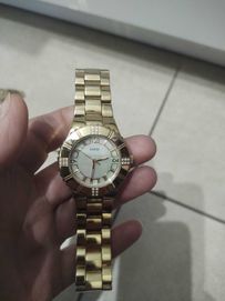 Guess oryginalny zegarek damski tarcza perłowa złoty