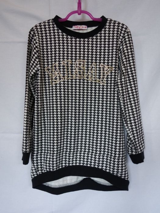 Bluzka z długim rękawem rozm 134 w pepitkę