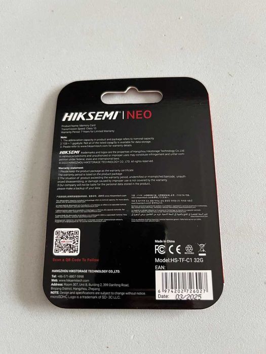 Karta pamięci microsd 32GB Hiksemi NEO nowa 92/15 MB/s Class 10 TLC