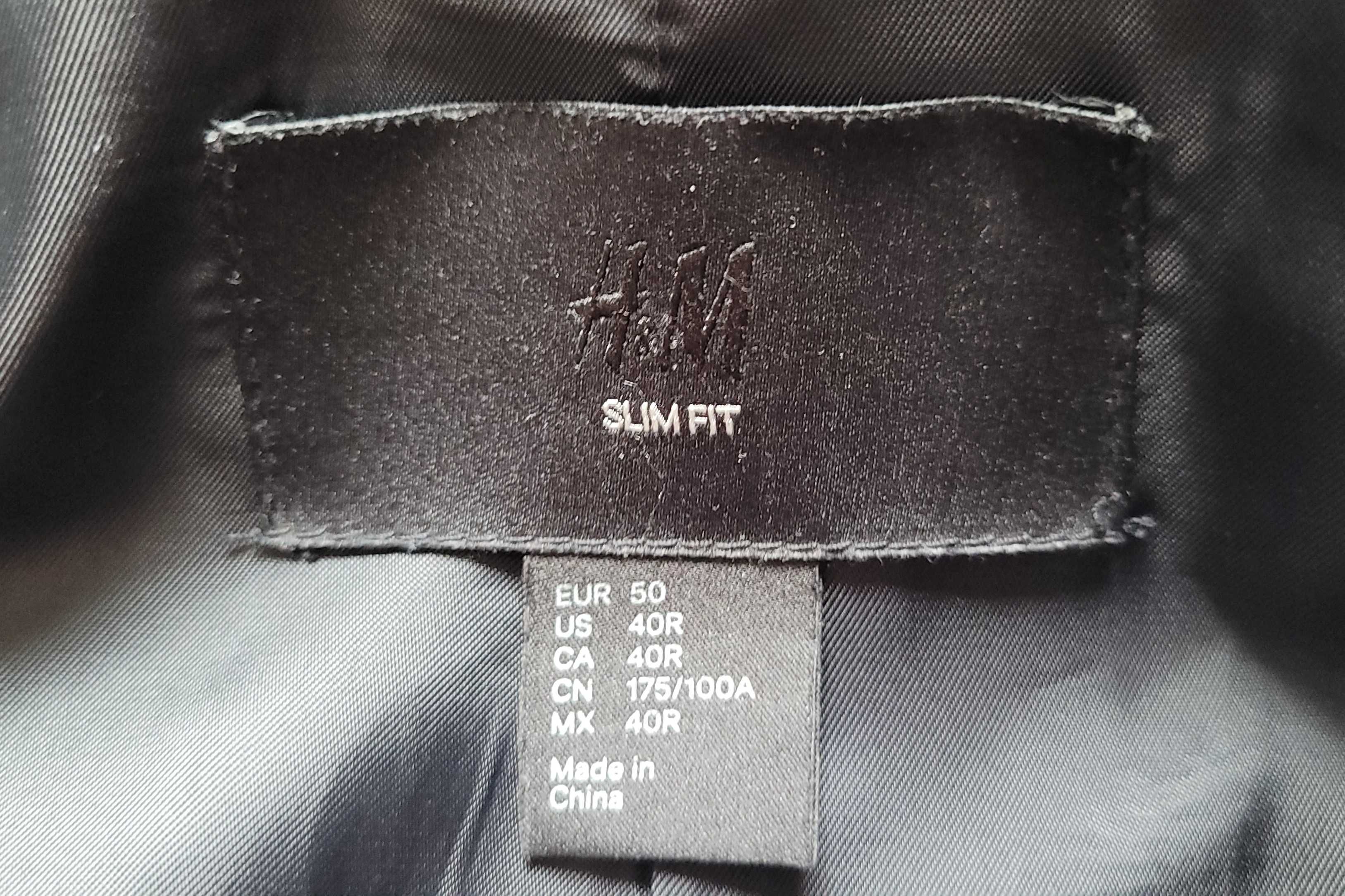 Garnitur Slim Fit z melanżowej tkaniny H&M rozmiar EUR 50