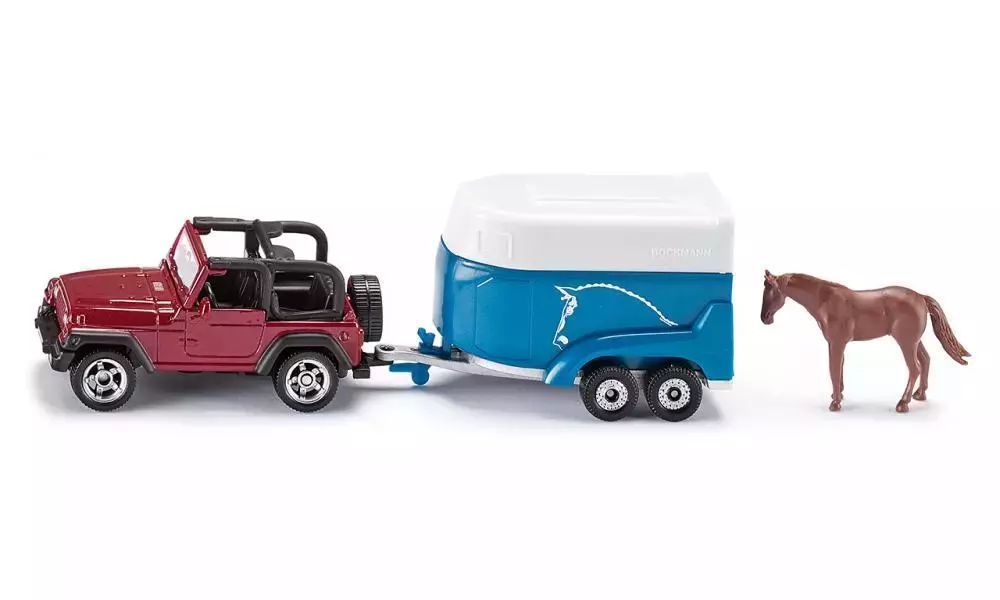 Jeep z przyczepą na konie 1:55. Siku. Nowy Produkt