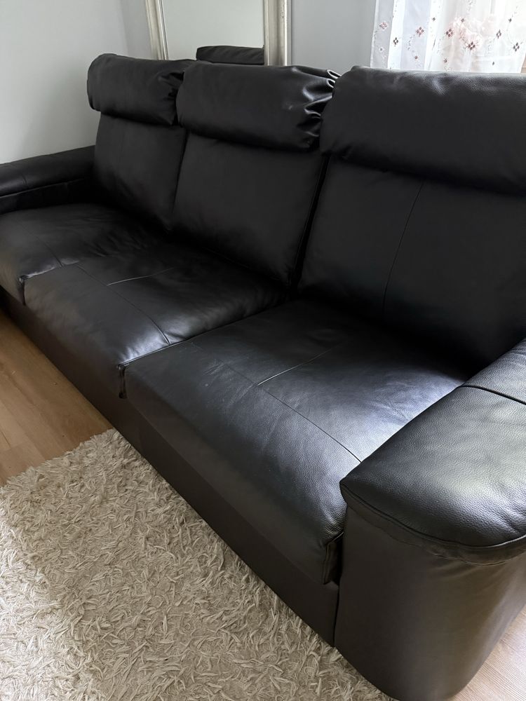Sofa bardzo wygodna + puf (stan doskonały) skóra!