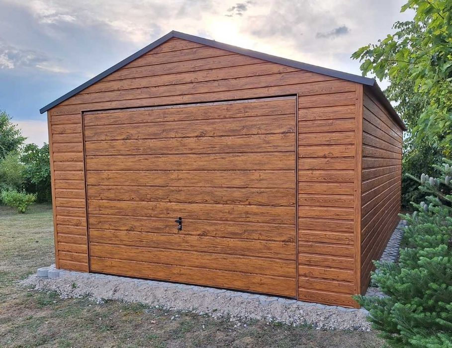 Nowoczesny Garaż Blaszany Drewnopodobny 3x6 WZMOCNIONY PRODUCENT