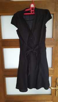 czarna koszulowa sukienka h&m xs 34
