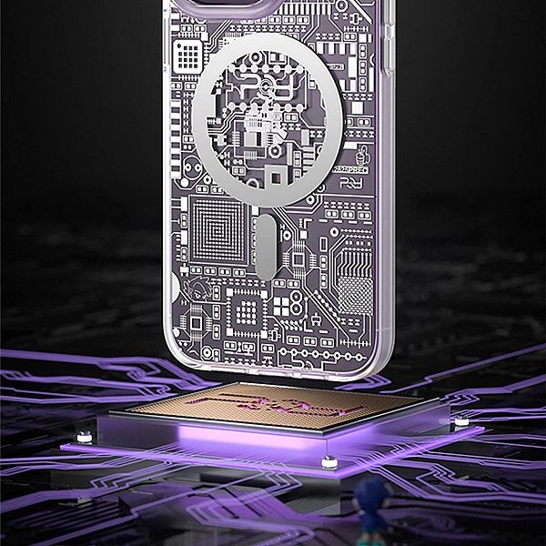 Kingxbar PQY Geek Series magnetyczne etui iPhone 14 Plus MagSafe srebr
