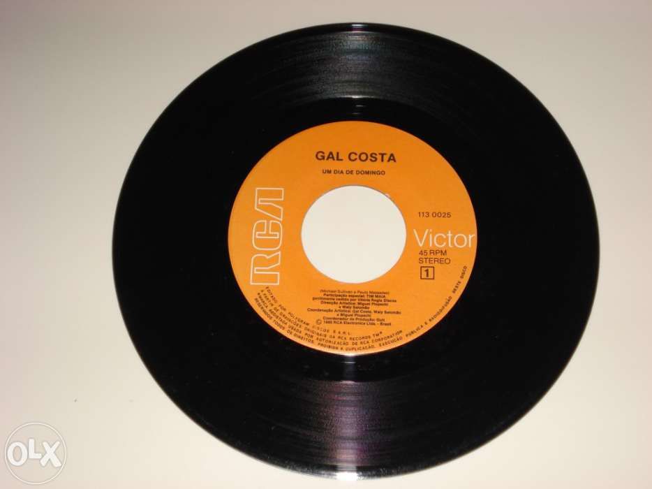 Disco Vinil Single - Gal Costa - "Um Dia De Domingo" (1985)