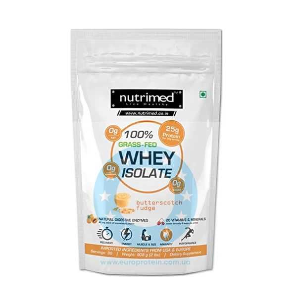 Сиворотковий  протеїн ізолят 100% Протеин Whey Isolate ,908 г Nutrimed