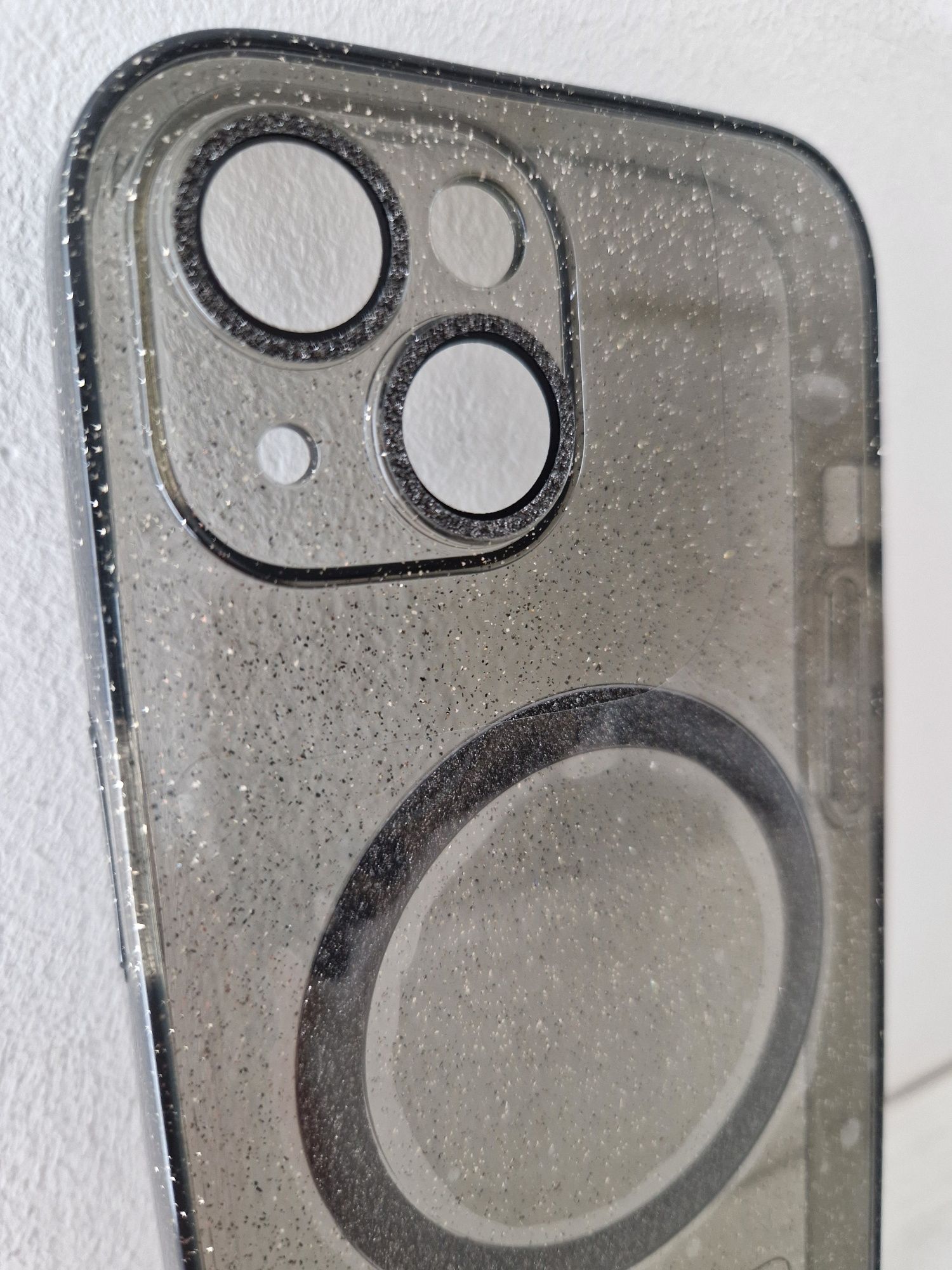 Glitter Magsafe Case do Iphone 15 czarny clear