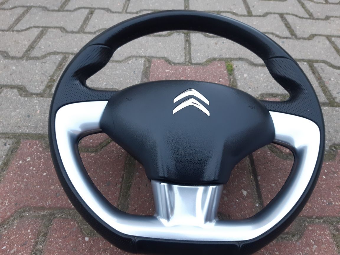 Kierownica Citroen C3 II  Skóra Chrom  z Airbag Orginal Ładna