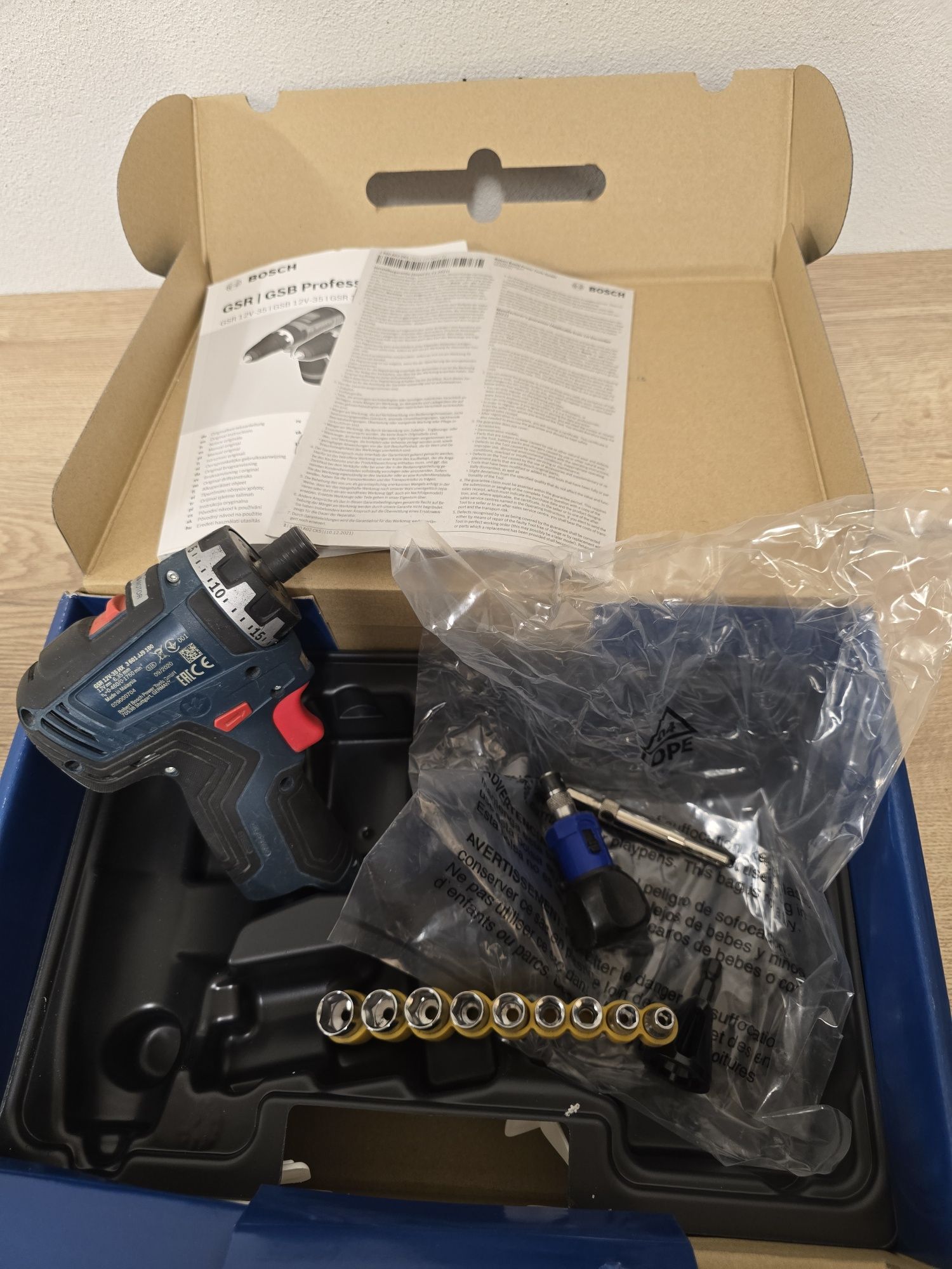Bosch GSR 12v-35 HX zestaw jak nowa wiertło centrujące fazownik