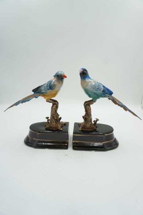 PODPÓRKI pod książki porcelana z brązem ptaszki