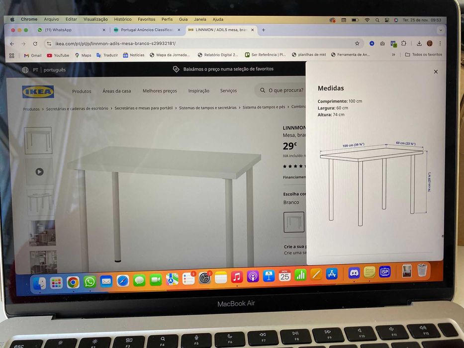 Secretária 100x60cm