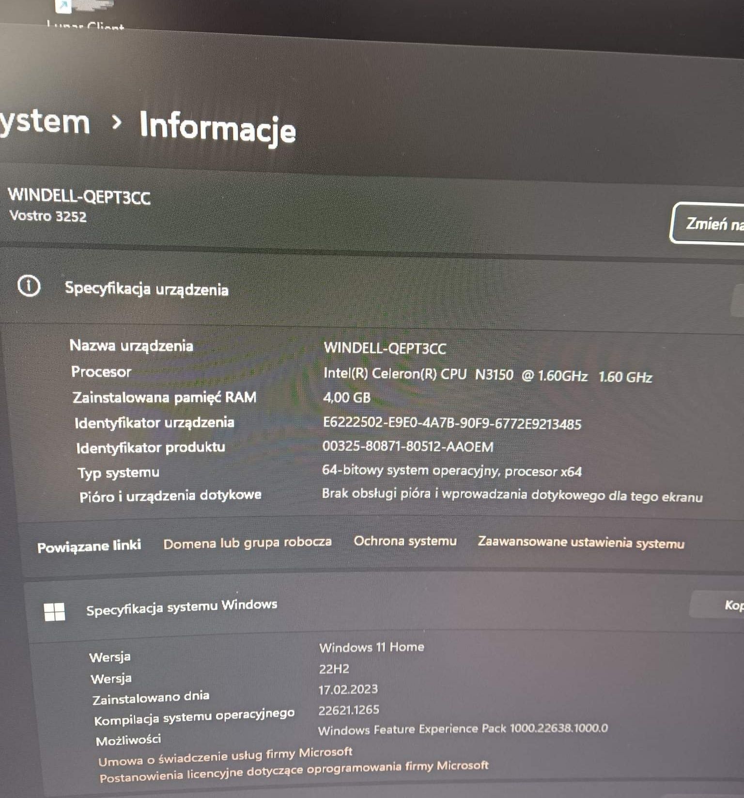 Komputer DELL Vostro, Windows 11