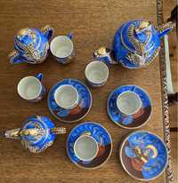 porcelana fina japonês antigo, dragão, original com 9 peças