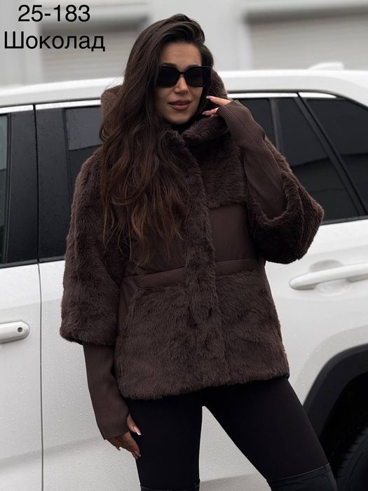 Жіноча шуба куртка комбінована осінь/єврозима