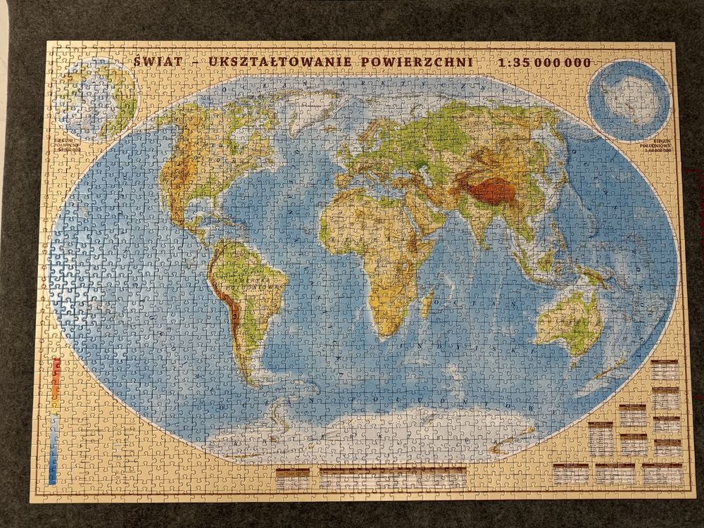 Puzzle 2000, mapa świata, świat, globus, państwa