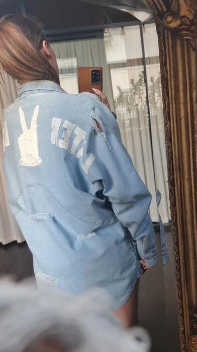 Подовжена рвана джинсовка ексклюзивного бренду REHAB США