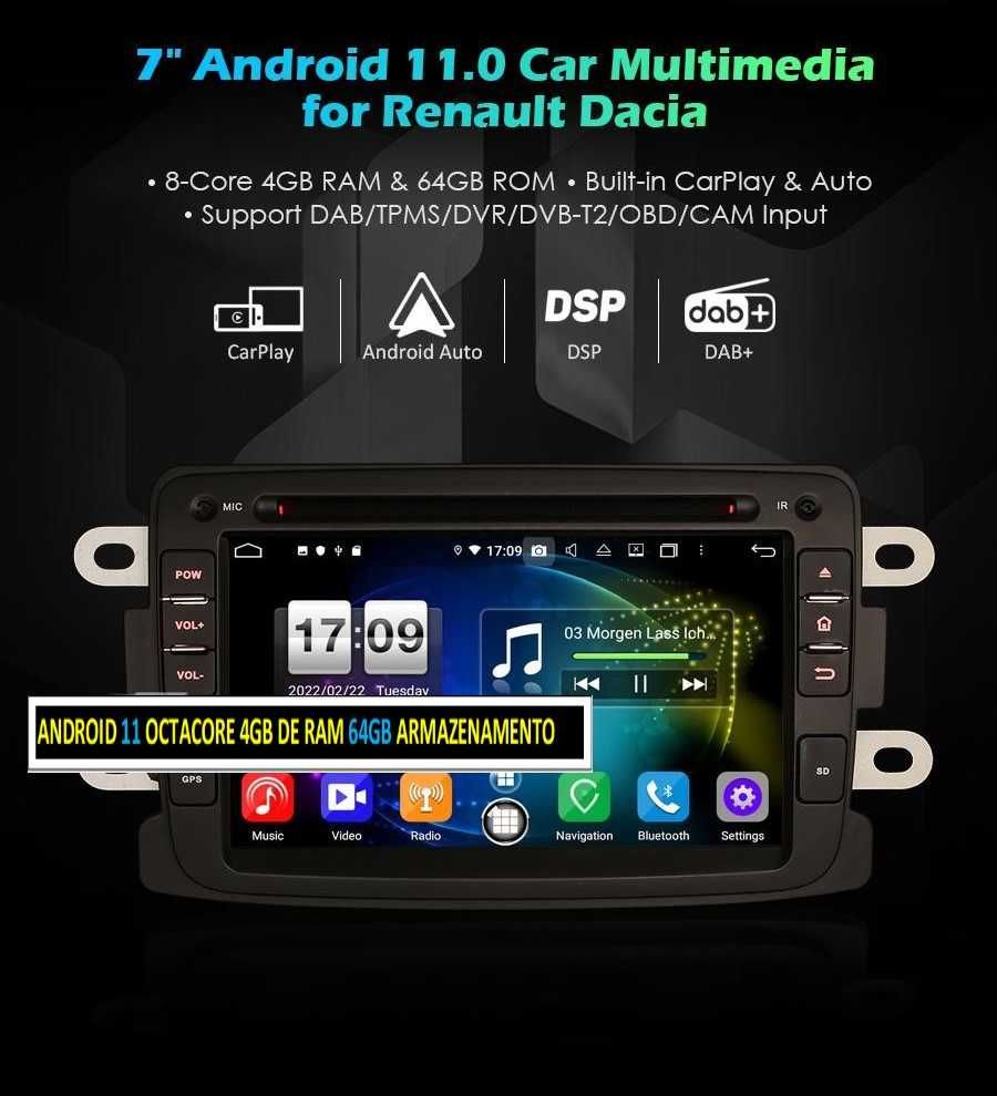 Auto-rádio 2 din android 13 Megane Dacia Duster Logan Sandero Dokker