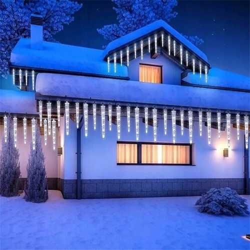 Lampki Sople Meteory Spadający Śnieg 40CM Biały Zimny Prawdziwe Święta