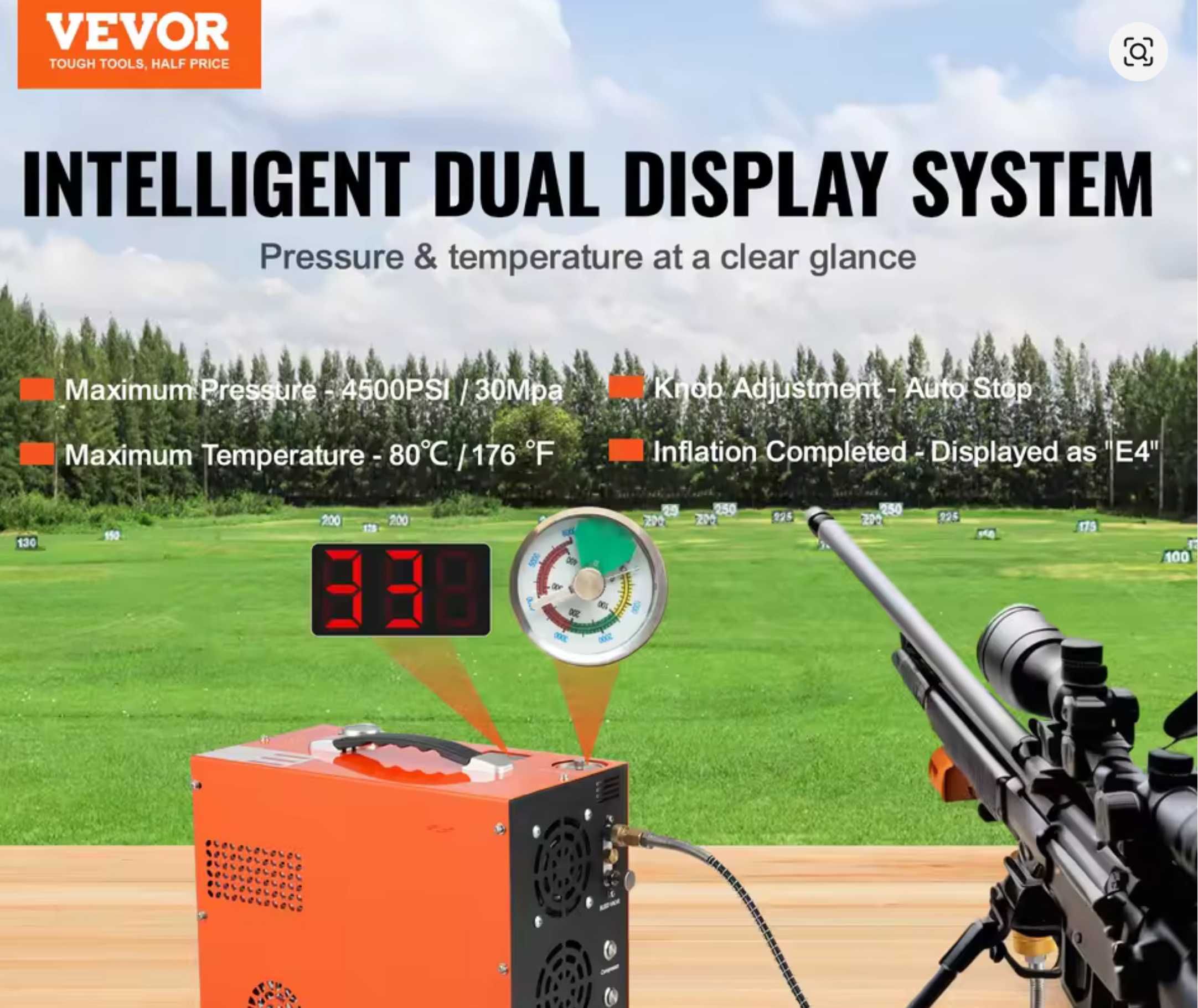 Kompresor wysokociśnieniowy PCP VEVOR 4500PSI/30Mpa + Filtr TUXING