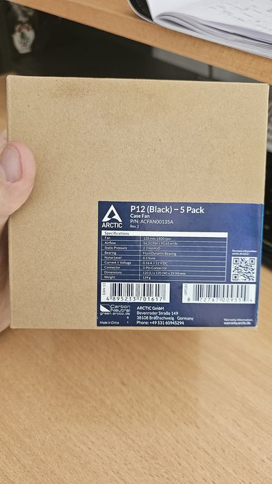 5x Wentylatory 120mm Arctic P12 (Black)