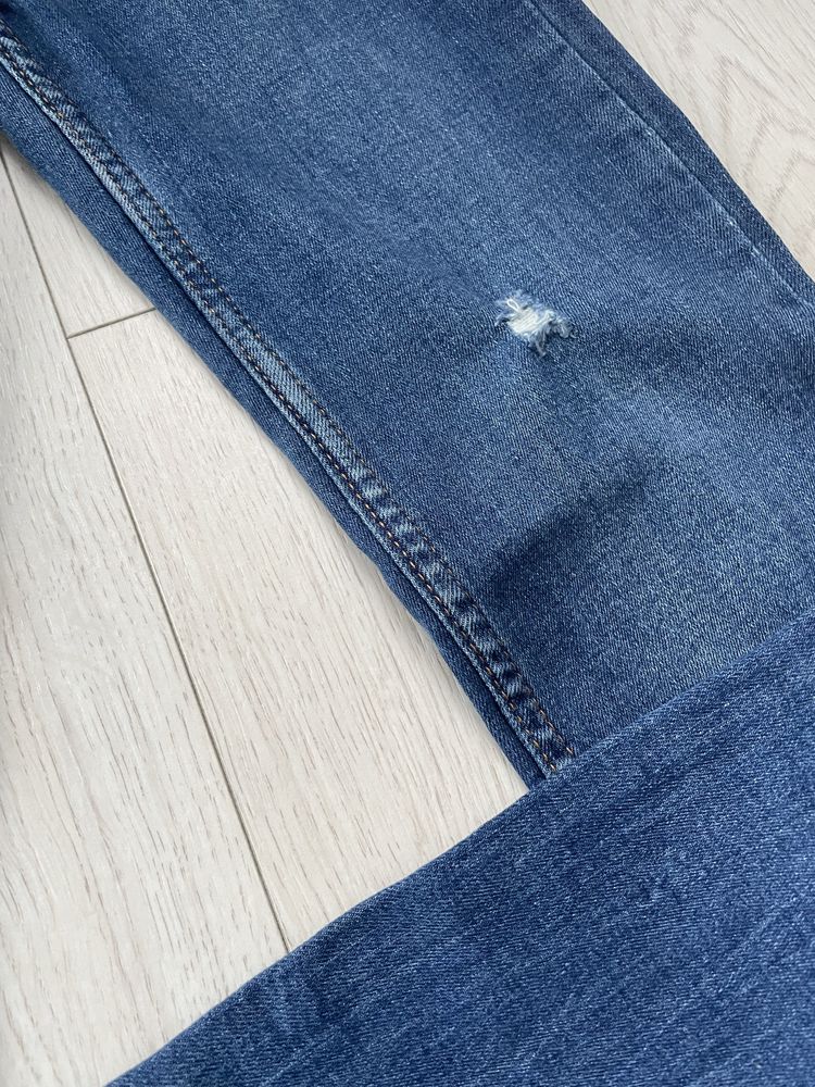 Spodnie jeansy wyższy stan wąskie skinny przetarcia rozdarcia xxs/xs