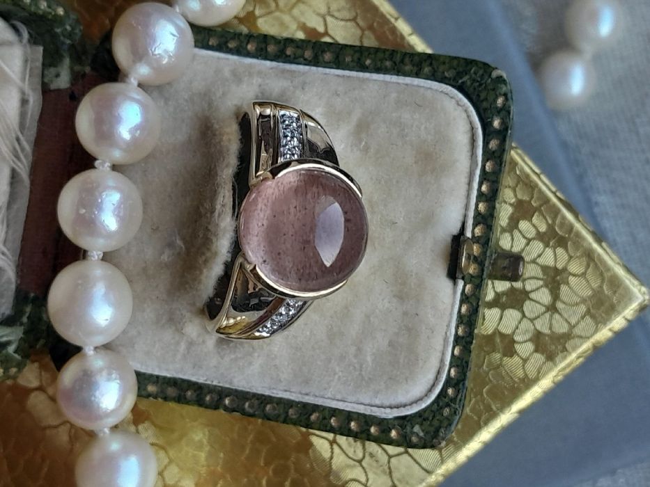 Pierścionek 5g Kocie Oko Złoto 9k Diamenty WYCENA