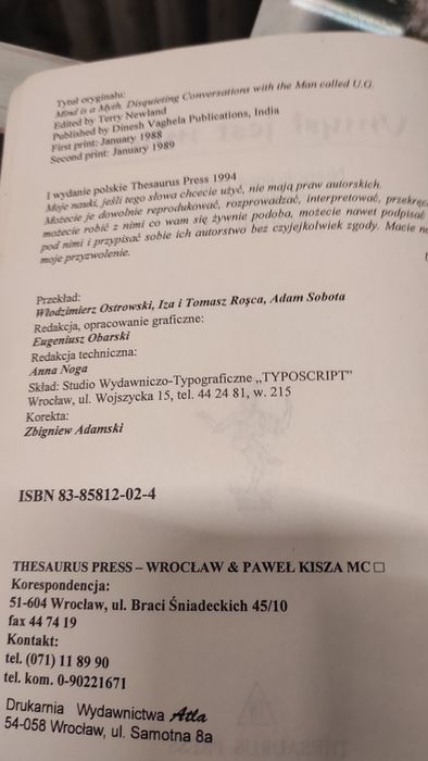 Książka Umysł jest mitem Thesaurus Press 1 wydanie