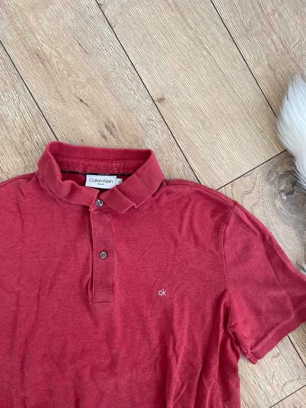 bordowa polówka polo ck calvin klein koszulka bluzka logowana basic