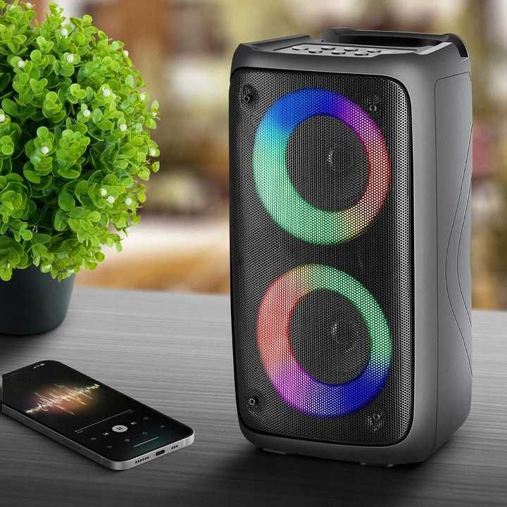 NOWY Głośnik Bluetooth Boombox Mobilny USB LED Bezprzewodowy Przenośny