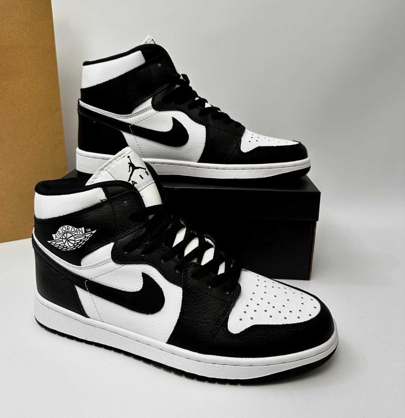Мужские Кроссовки Найк Air Jordan черно белые высокие Nike