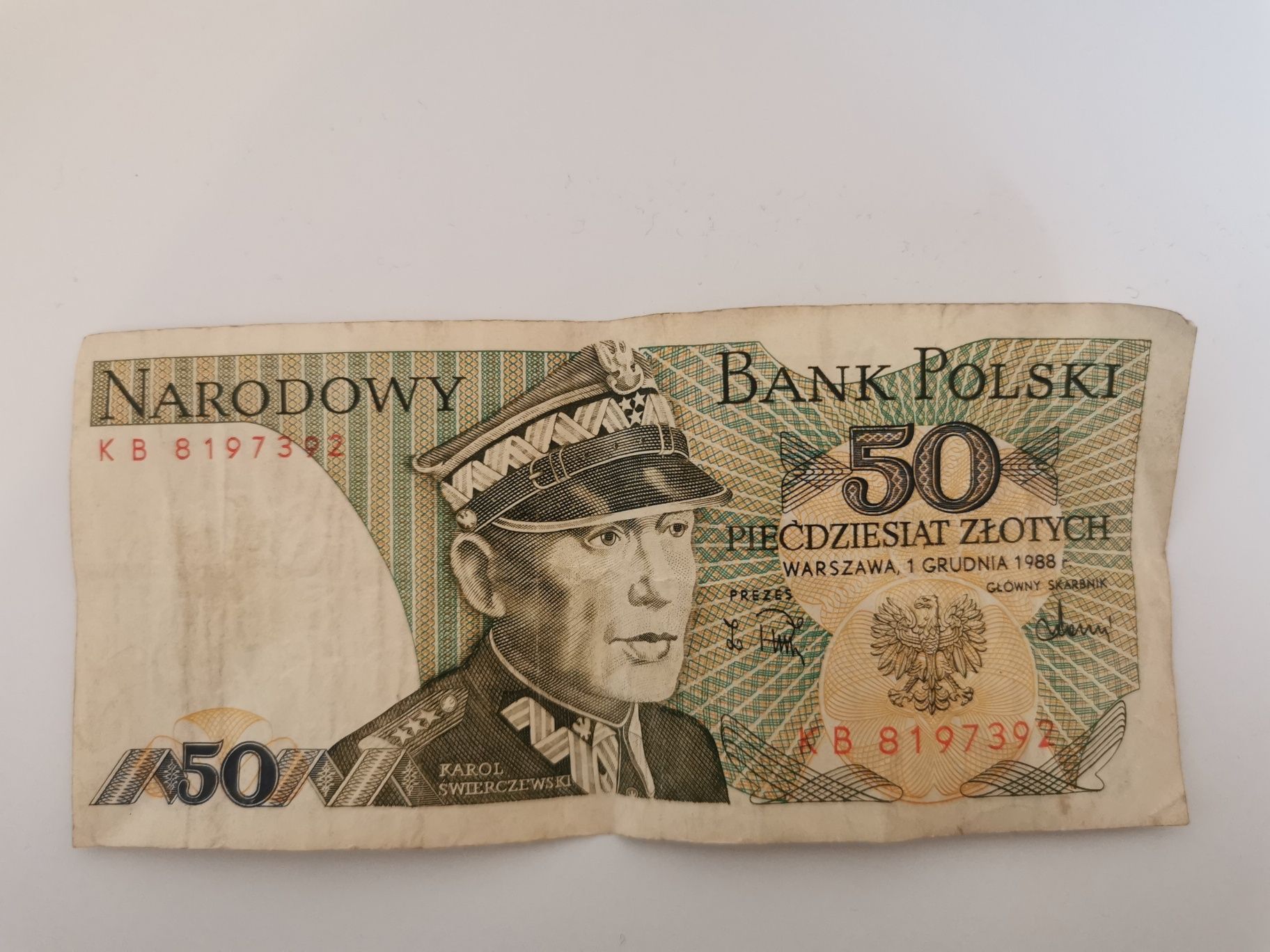 Stary Banknot 50 zł PRL Karol Świerczewski 1988 R.