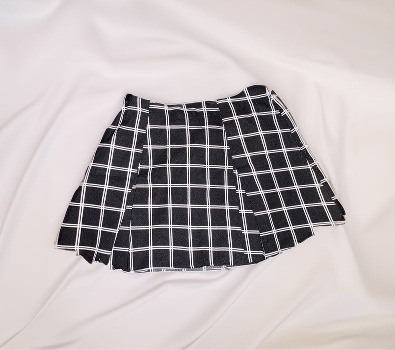 Forever 21 Spódniczka w kratkę czarno biała tenisowa