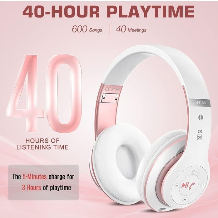 Słuchawki bezprzewodowe nauszne Bluetooth 6S białe