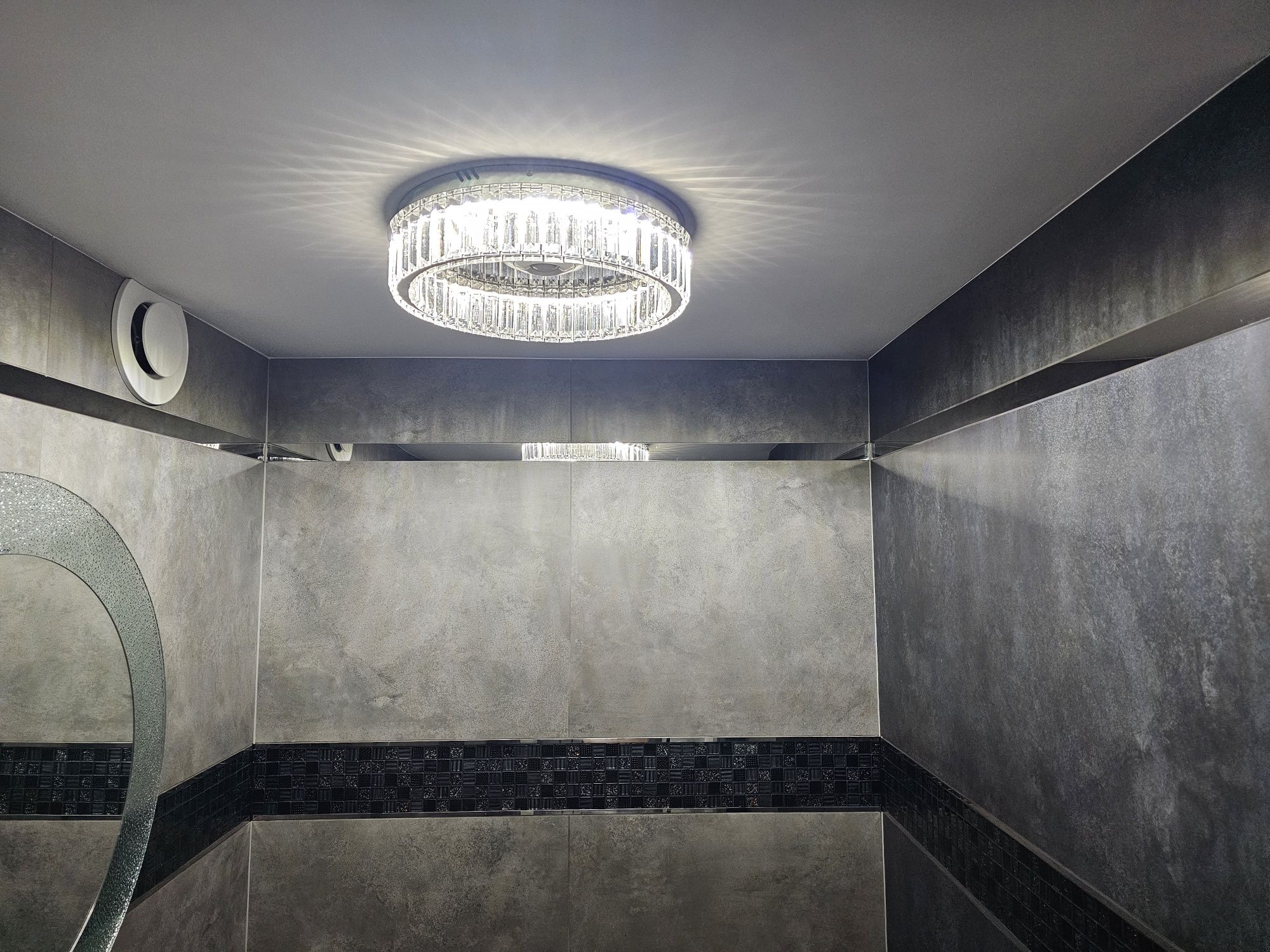 Kryształowy żyrandol LED plafon 40 cm srebrny