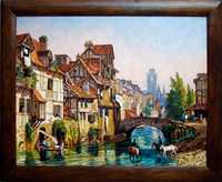 Картина маслом "Старая Голландия, городские зарисовки"
