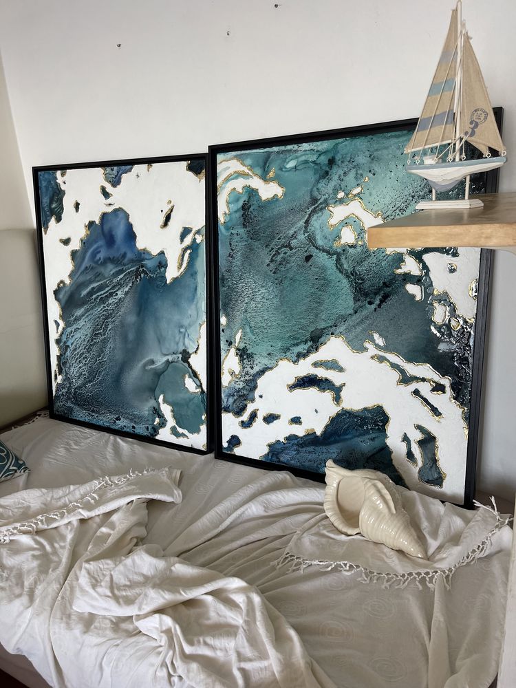 Quadro, pintura unica, resina