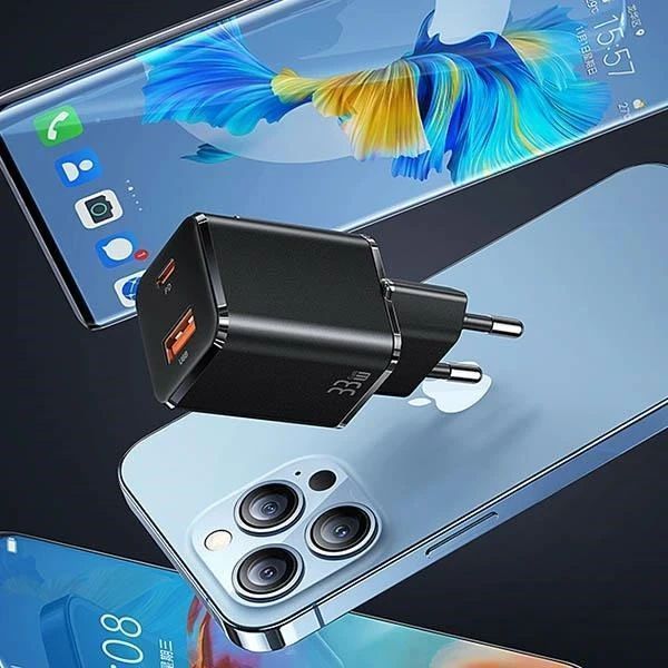 USAMS Ładowarka sieciowa 1xUSB-C+1xUSB T43 33W PD3.0 +QC3.0  + kabel