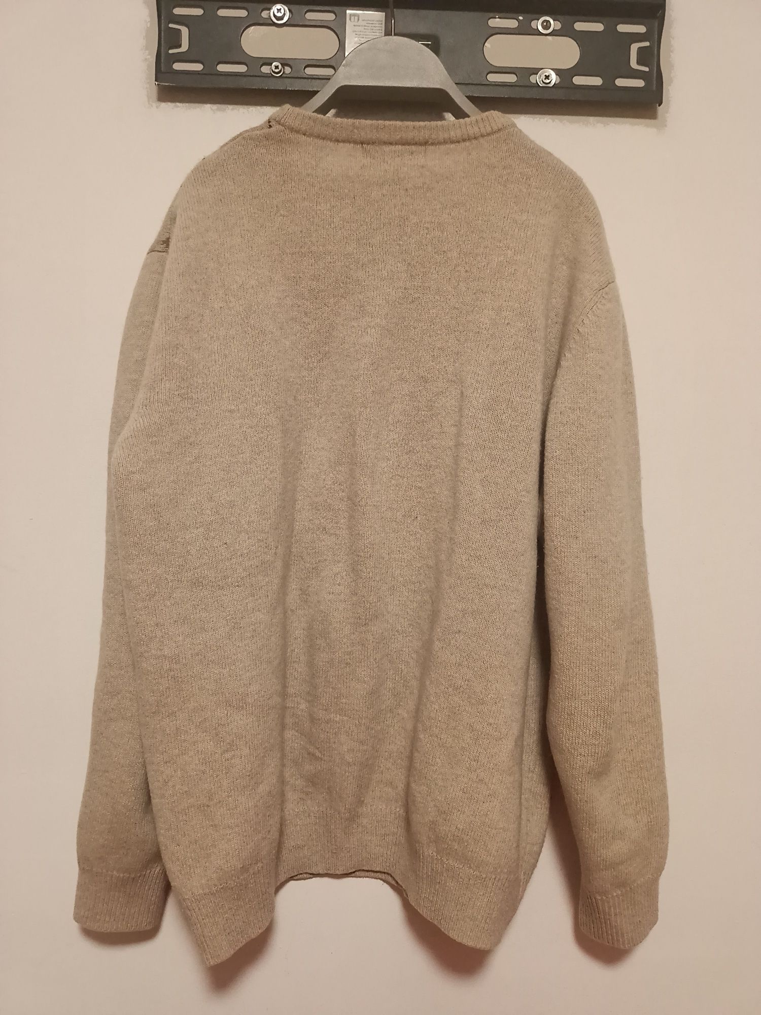 Sweter wełniany lambswool vintage w romby