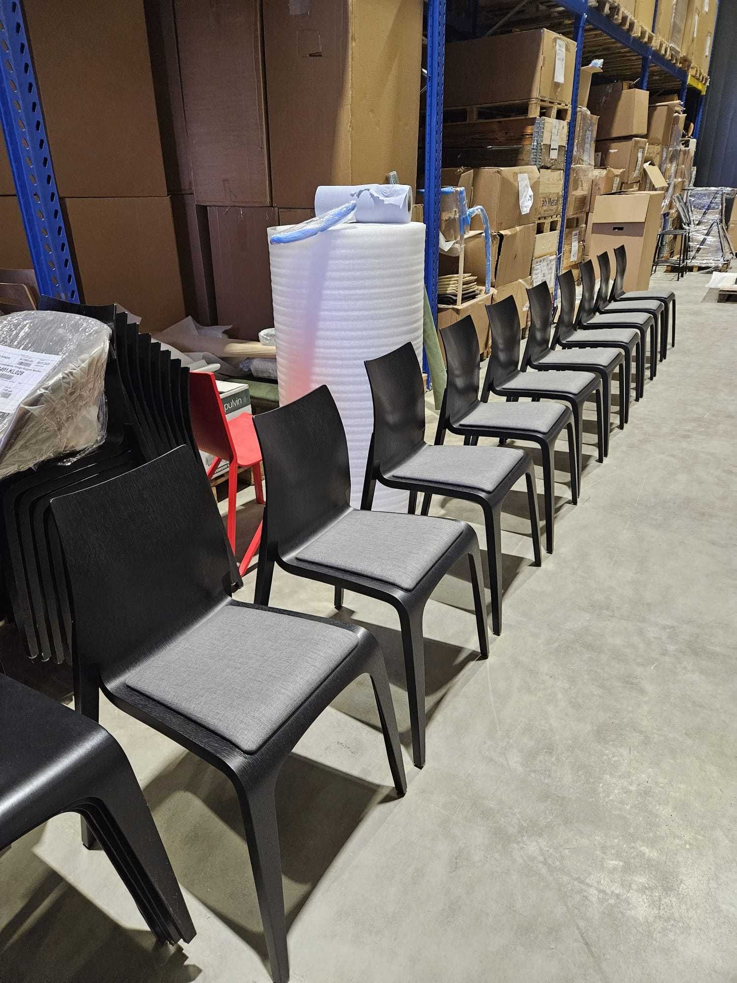 Designerskie krzesła drewniane PREMIUM czarne KOMPLET -10szt. NOWE