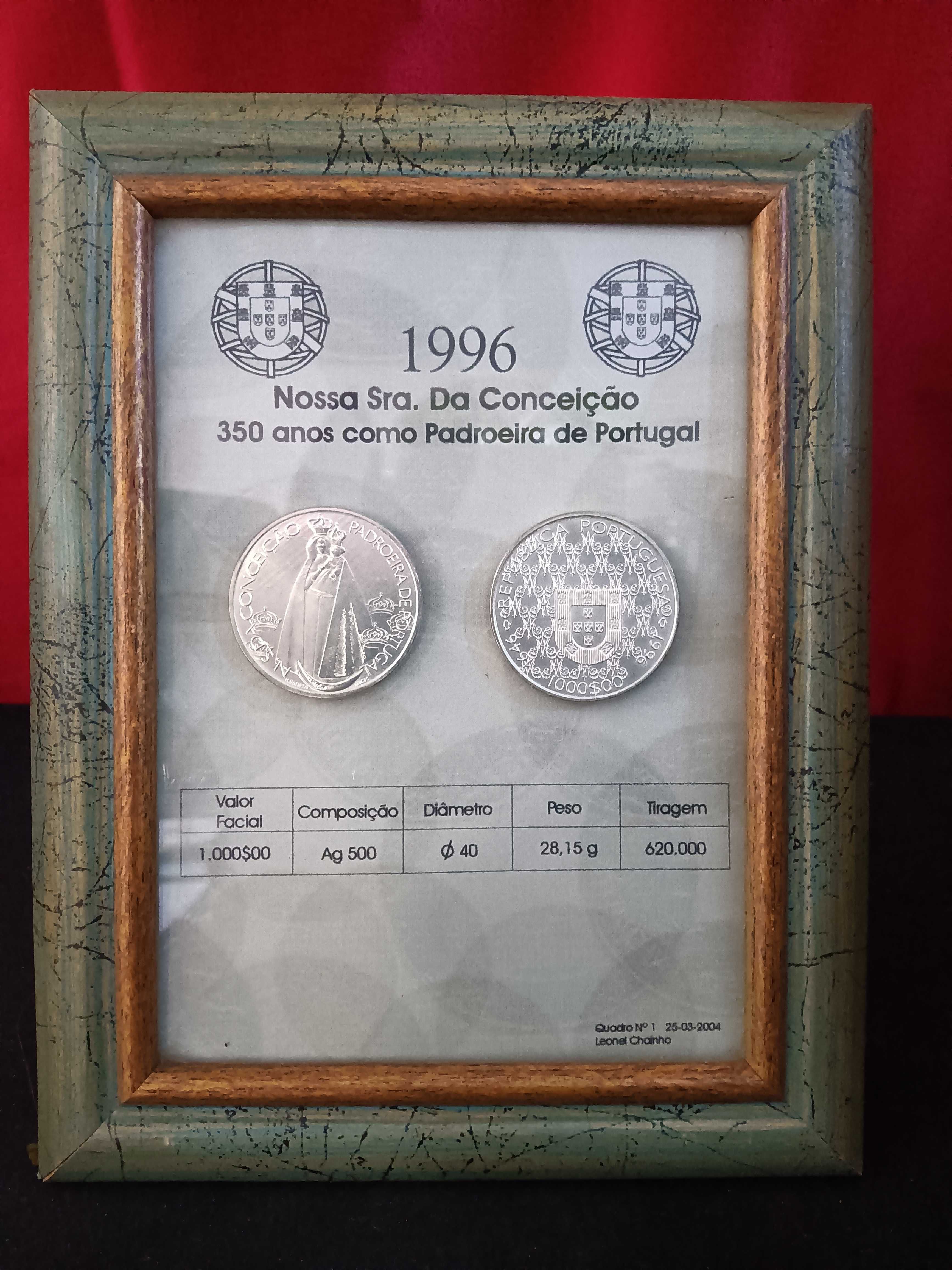 moedas 1000 escudos emolduradas 10 unidades
