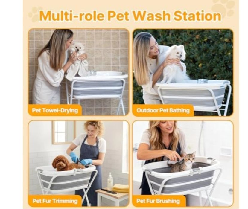 Przenośna składana wanna do mycia dla zwierząt