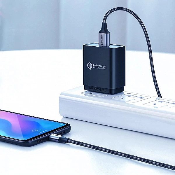 Kabel Ugreen Us288, 60124 Usb-a / Usb-c Qc 3.0/3a 0.25m - szary
