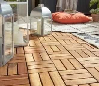 8 Sztuk Drewniane Płytki Panele Tarasowe Balkon 0.76m 31x31x2.5 Cm