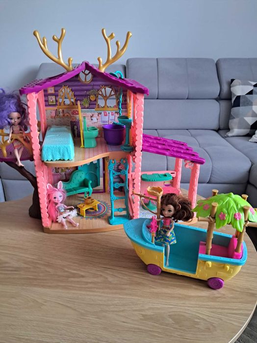 Duży domek jelonków oraz statek Enchantimals 3 lalki