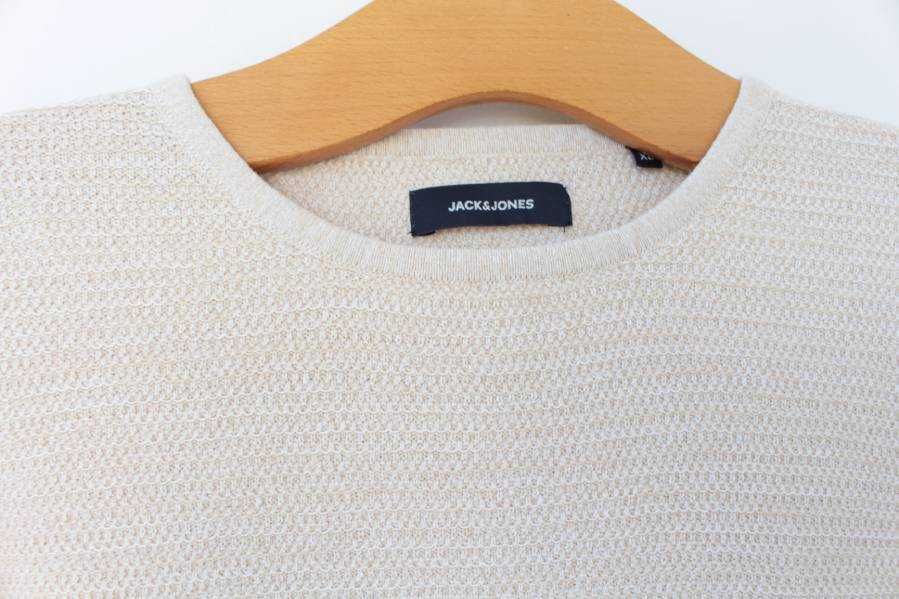 Sweter vintage bawełna Jack&Jones beżowy damski męski unisex
