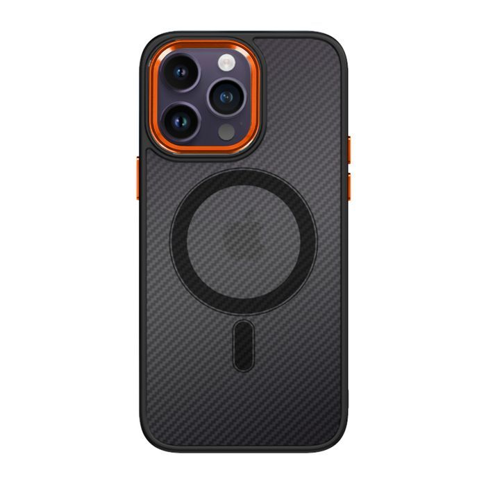 Tel Protect Magnetic Carbon Case Do Iphone 15 Pro Czarno-Pomarańczowy